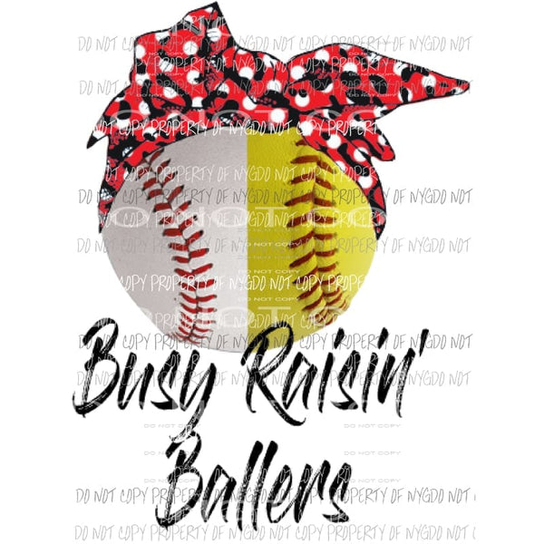 Busy Raisin Ballers Red baseball softball Sublimation transfers Heat Transfer
