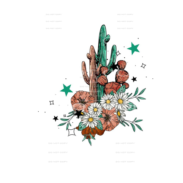 Cactus and flowers # 180 Sublimation transfers - Heat