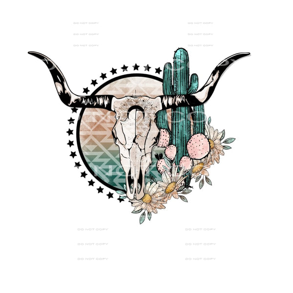 Cactus bull skull # 182 Sublimation transfers - Heat
