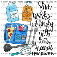 Cafeteria Worker She Works Willingly Sublimation transfers Heat Transfer