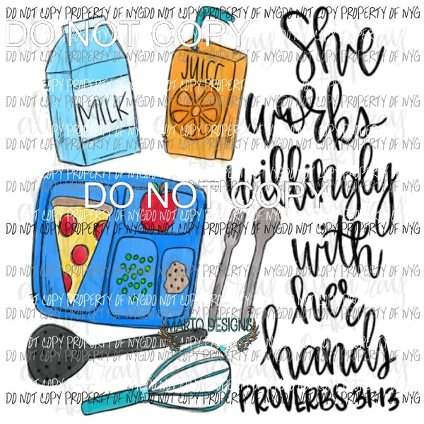 Cafeteria Worker She Works Willingly Sublimation transfers Heat Transfer