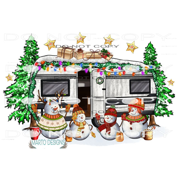 Camping With Snowmen #7435 Sublimation transfers - Heat