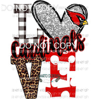 Cardinals Love polka dot red and silver heart bird Sublimation transfers Heat Transfer