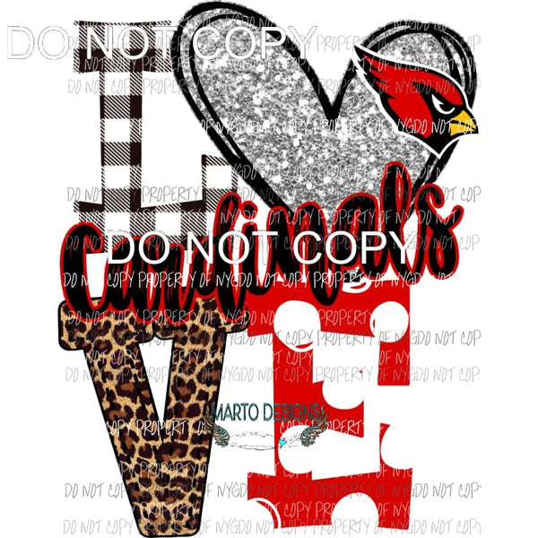 Cardinals Love polka dot red and silver heart bird Sublimation transfers Heat Transfer