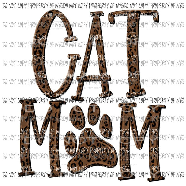 Cat Mom Leopard Sublimation transfers Heat Transfer