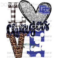 Chargers LOVE DC royal blue and silver heart love polka dot Sublimation transfers Heat Transfer