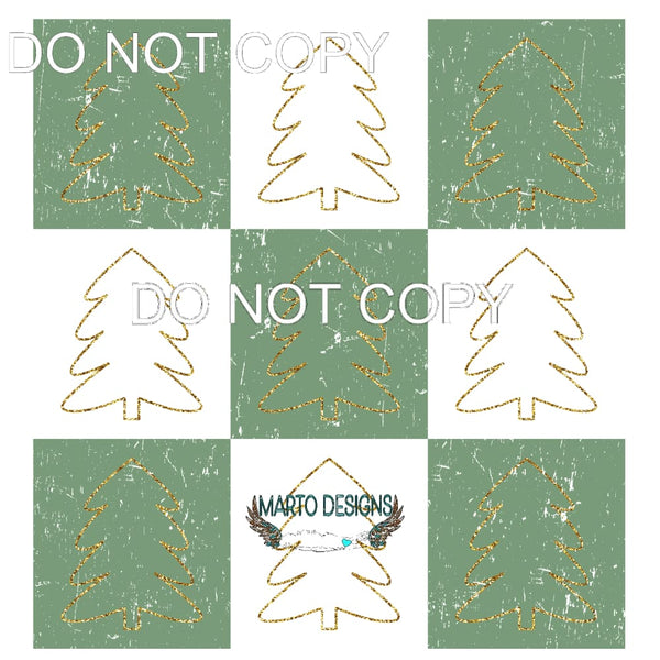 Checkered Christmas Tree #130 Sublimation transfers - Heat