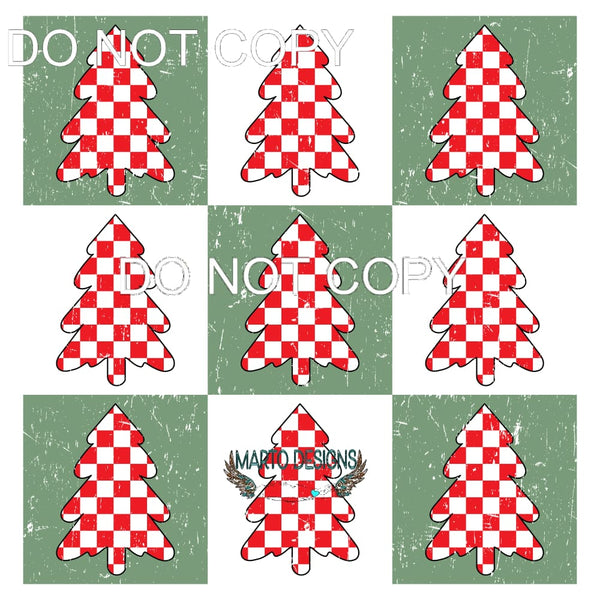 Checkered Christmas Tree #133 Sublimation transfers - Heat