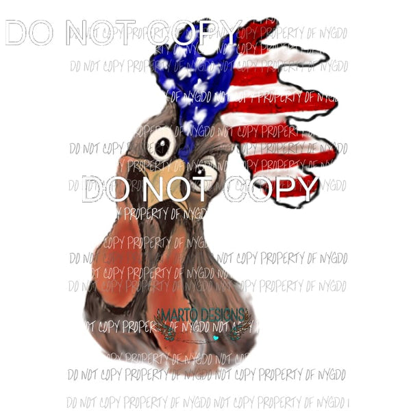 Chicken Rooster Flag Sublimation transfers Heat Transfer