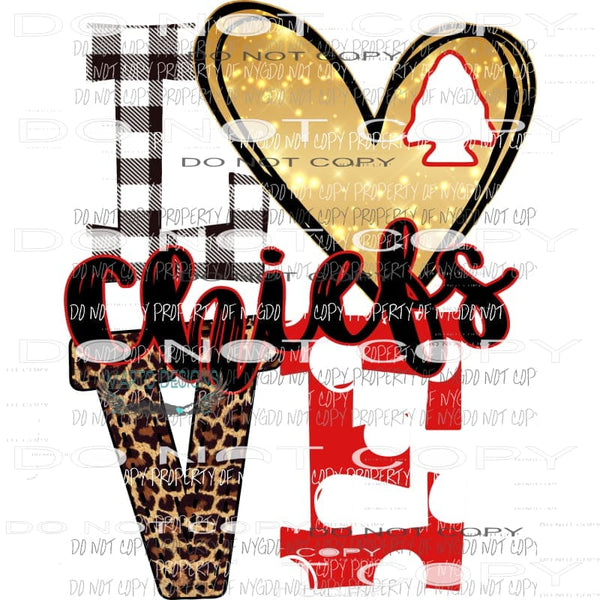 Chiefs arrow love polka dot red and gold heart Sublimation transfers Heat Transfer
