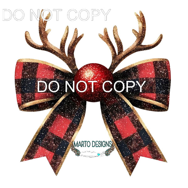 Christmas Bow #174 Sublimation transfers - Heat Transfer