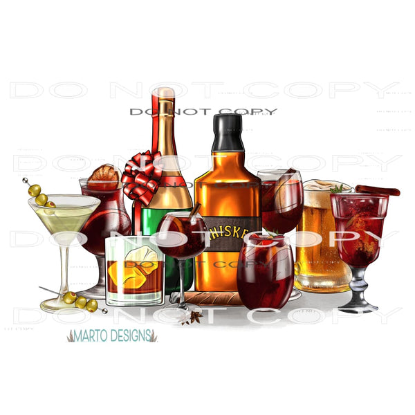 Christmas Cocktail Drinks #7436 Sublimation transfers - Heat