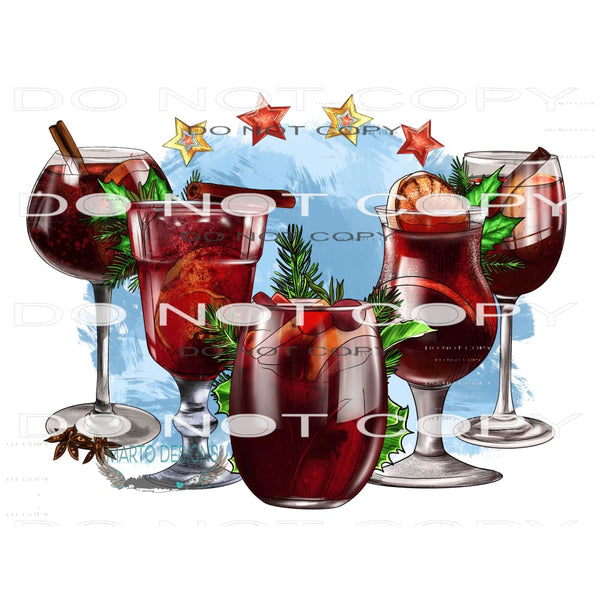Christmas Cocktail Drinks #7437 Sublimation transfers - Heat