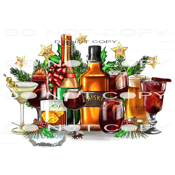Christmas Cocktail Drinks #7438 Sublimation transfers - Heat