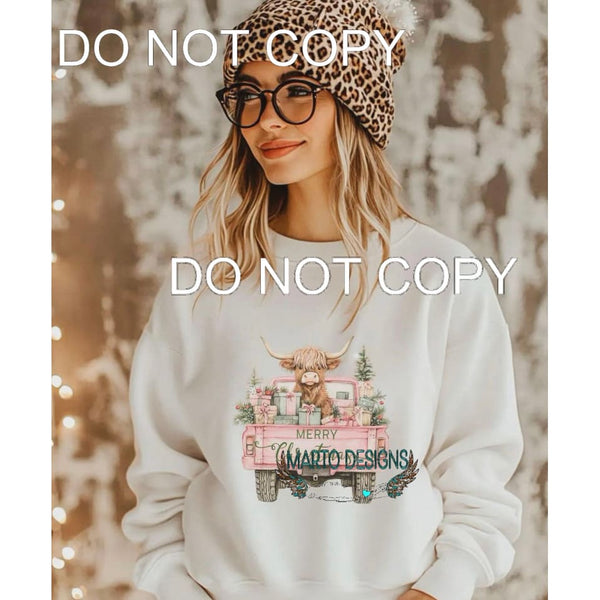 Christmas cow in truck Sublimation transfers - Heat