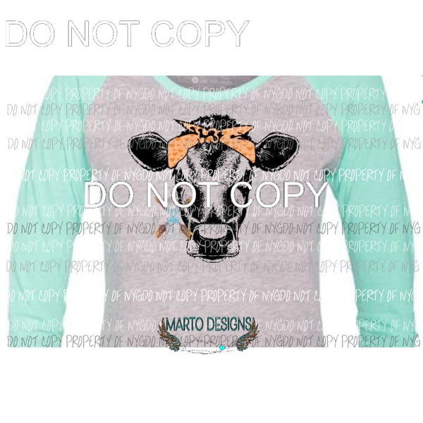 Cow #1 Sublimation transfer peach hearts 10 x 9 Heat Transfer