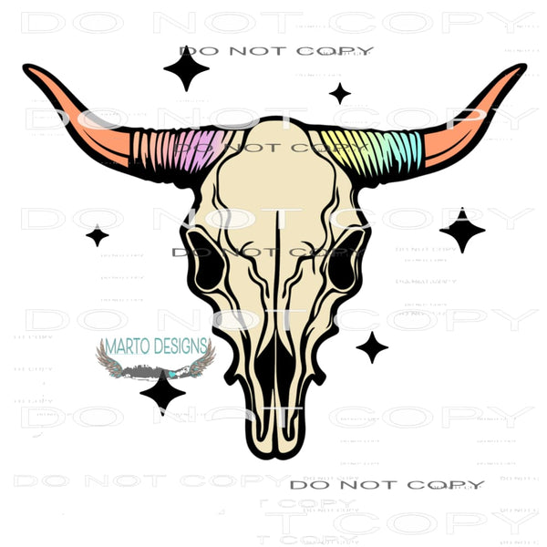 Cow Skull #7296 Sublimation transfers - Heat Transfer