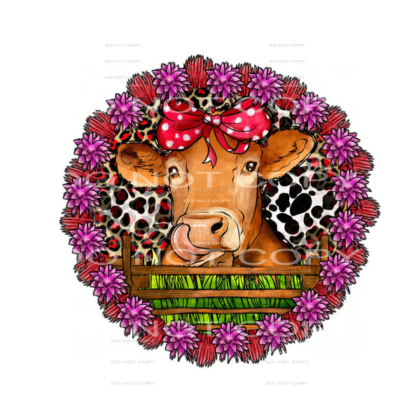 Cow with flower # 648 Sublimation transfers - Heat Transfer