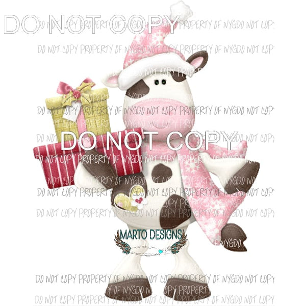 Cow Xmas 1 Sublimation transfers Heat Transfer