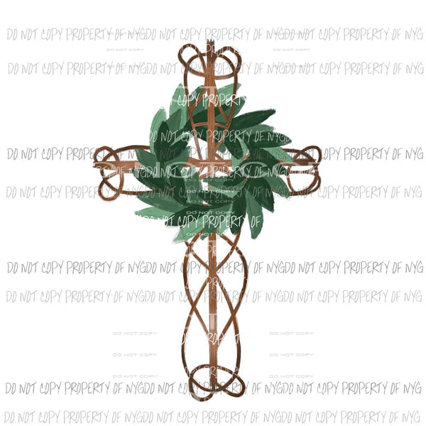 Cross Green Wreath Sublimation transfers Heat Transfer