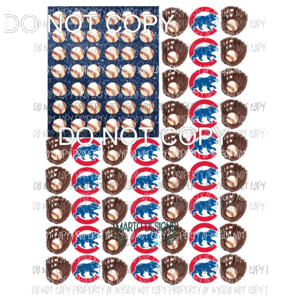 CUBS Flag Baseball Sublimation transfers Heat Transfer