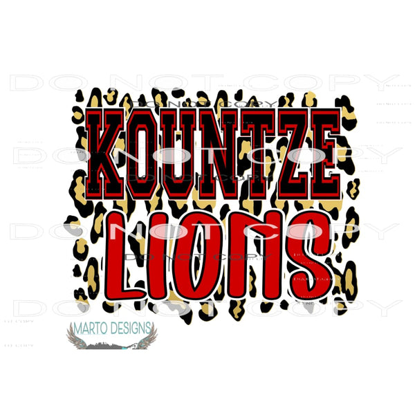 Custom Kountze Lions # 133 Sublimation transfers - Heat