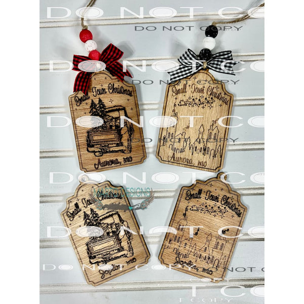 Custom Small Town Christmas Ornament can be personalized