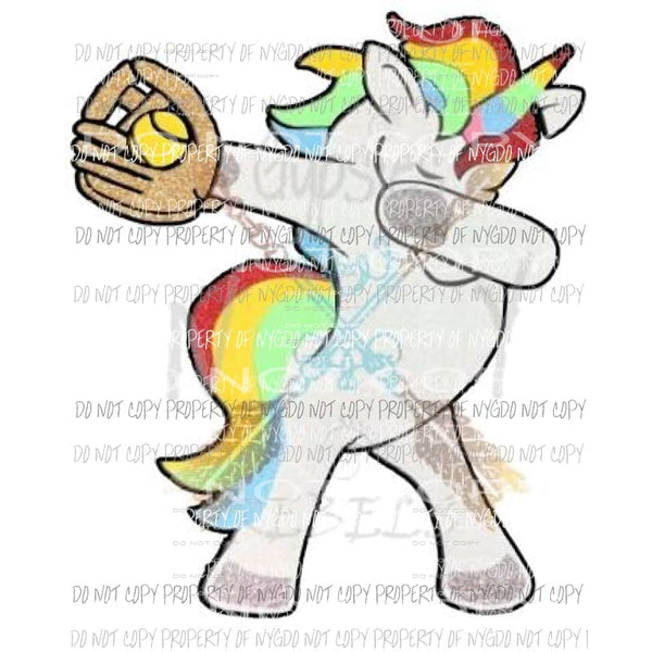 Dabbin Unicorn softball sublimation transfer Heat Transfer