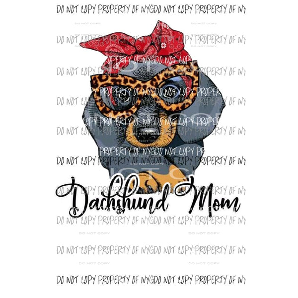 Dachshund Mom leopard glasses bandana Sublimation transfers Heat Transfer