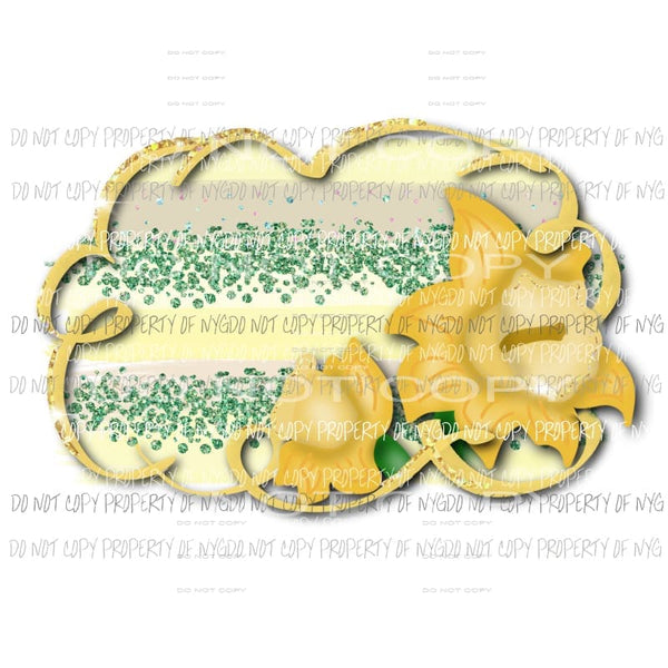 Daffodil frame yellow green Sublimation transfers Heat Transfer