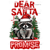 Dear Santa Racoon #11163 Sublimation transfers - Heat