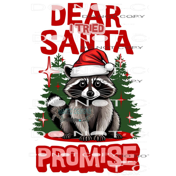 Dear Santa Racoon #11163 Sublimation transfers - Heat