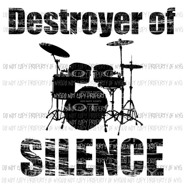 Destroyer Of Silence drum set transfers Heat Transfer