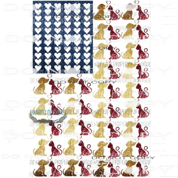 Dog and cat Flag sublimation transfer Heat Transfer
