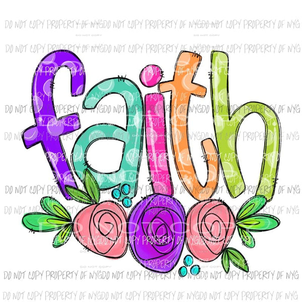 Faith polka dot letters flowers Sublimation transfers Heat Transfer