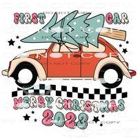First Car Merry Christmas #7835 Sublimation transfers - Heat