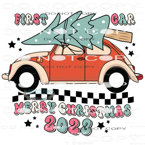 First Car Merry Christmas #7835 Sublimation transfers - Heat