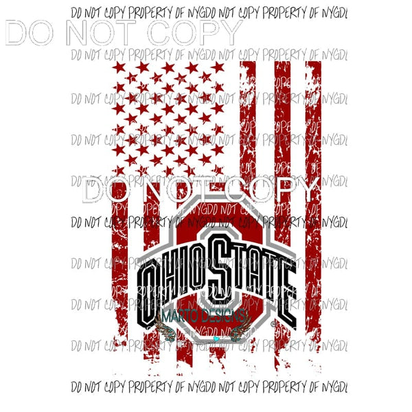 Flag Ohio State Buckeyes #1 Sublimation transfers Heat Transfer