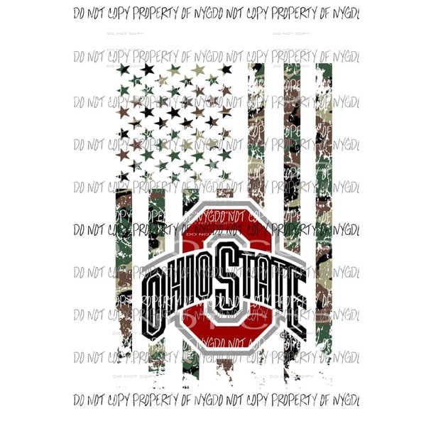 Flag Ohio State Buckeyes #4 camo grunge Sublimation transfers Heat Transfer