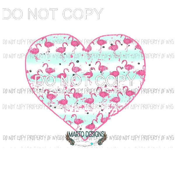 Flamingo Heart Sublimation transfers Heat Transfer