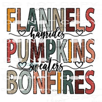 Flannels Pumpkins Bonfires #6121 Sublimation transfers -
