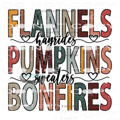 Flannels Pumpkins Bonfires #6121 Sublimation transfers -