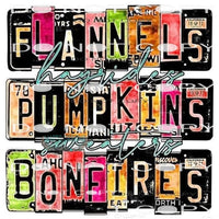 Flannels Pumpkins Bonfires #6291 Sublimation transfers -