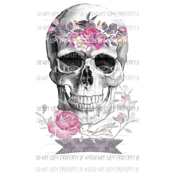Floral rose skull Sublimation transfers Heat Transfer