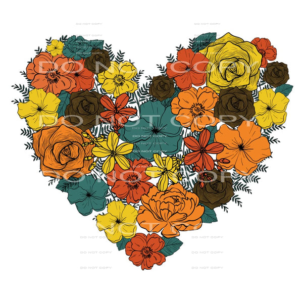 Flower Heart #4699 Sublimation transfers - Heat Transfer