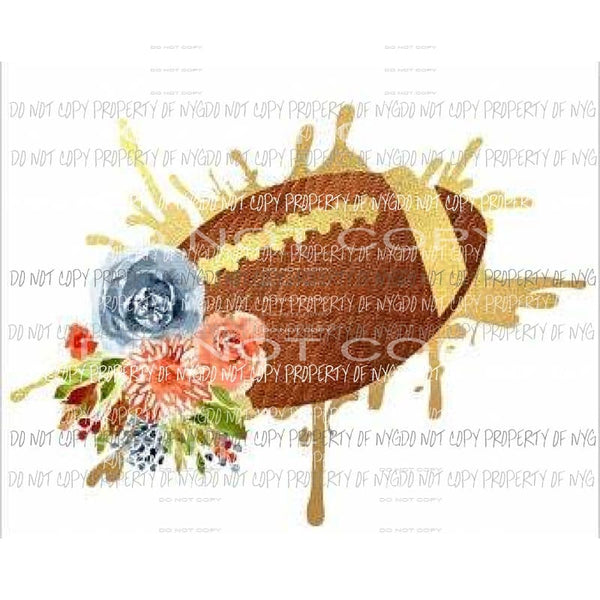 Football #2 flowers gold paint splatter Sublimation transfers Heat Transfer