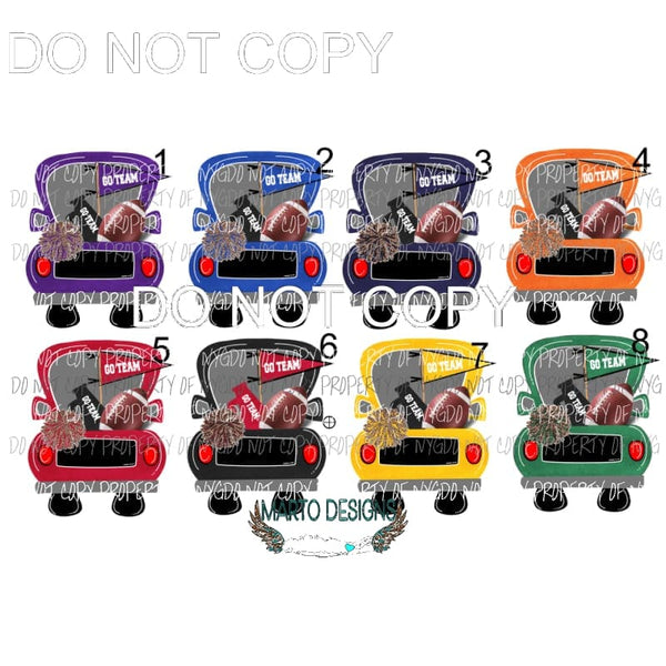 Football Trucks choose your school colors Sublimation transfers Heat Transfer