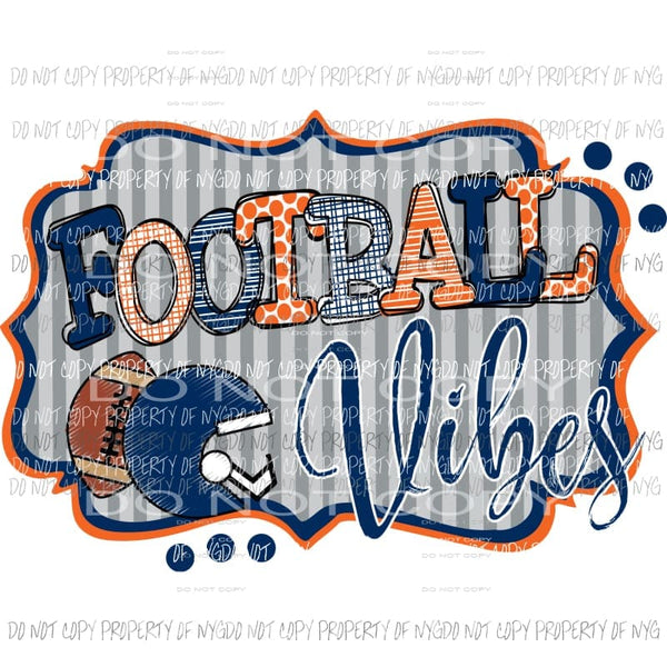 Football Vibes orange and blue Sublimation transfers Heat Transfer