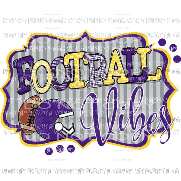 Football Vibes purple and yellow Sublimation transfers Heat Transfer