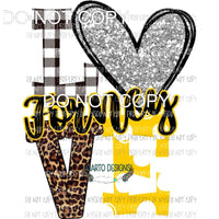 Forney yellow no mascot and silver heart love polka dot Sublimation transfers Heat Transfer